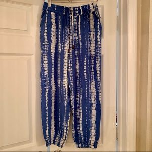 Hippie BoHo blue and white beach tie dye harem style pants